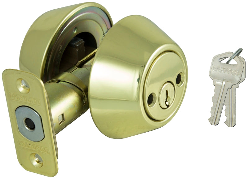ProSource D272-RU5V Deadbolt, 3 Grade, Polished Brass, 2-3/8 to 2-3/4 in Backset, KW1 Keyway, Pack of 3