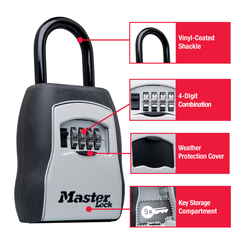 Master Lock 5-7/32 in. H X 3-1/4 in. W Metal 4-Digit Combination Lock Box, Pack of 4