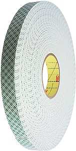 3M 4016-1/2 Tape, 36 yd L, 1/2 in W, Off-White