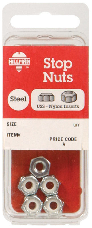 Hillman 1/4 in. Zinc-Plated Steel USS Nylon Lock Nut 4 pk, Pack of 10