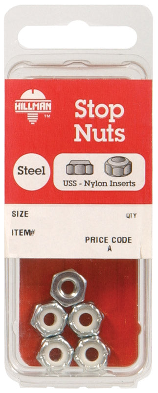 Hillman 10 in. Zinc-Plated Steel USS Nylon Lock Nut 5 pk, Pack of 10