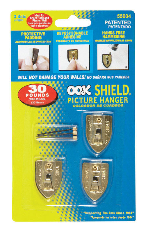 OOK Shield Picture Hanger 30 lb 3 pk