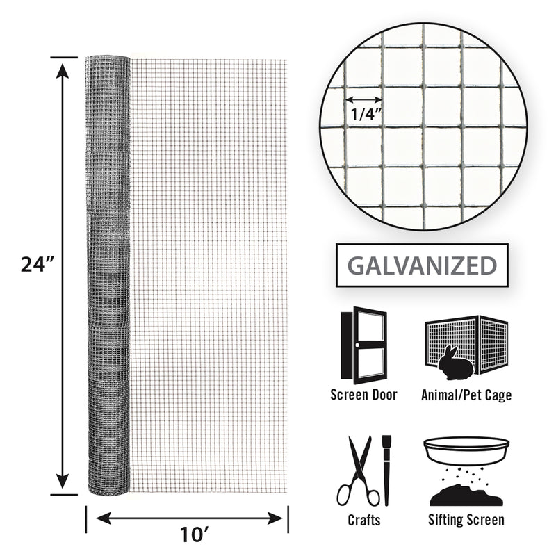 Garden Craft 24 in. H X 10 ft. L Galvanized Steel Hardware Cloth 1/4 in.