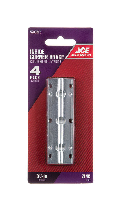 Ace 3-1/2 in. H X 2.238 in. W X 3-1/2 in. D Zinc Inside Corner Brace, Pack of 5