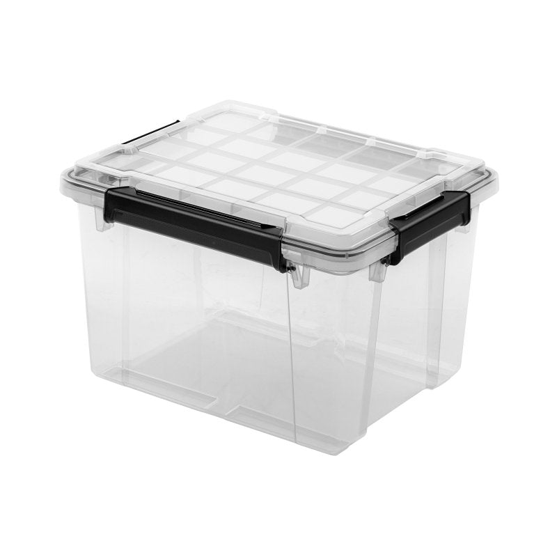 Sterilite 39339004 Gasket Box, 34 qt, Plastic, Black/Clear, Comfort-Grip Handle