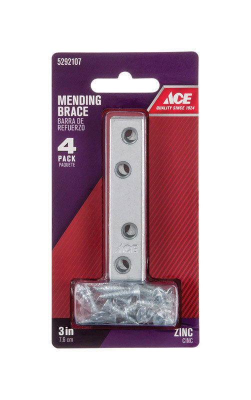Ace 3 in. H X 0.625 in. W X .87 in. L Zinc Mending Brace, Pack of 10