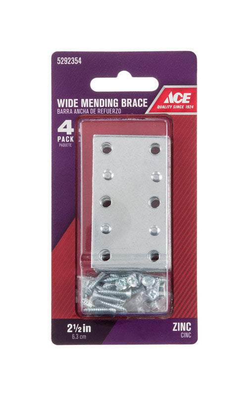 Ace 2.5 in. H X 1.375 in. W X .70 in. L Zinc Mending Brace, Pack of 5