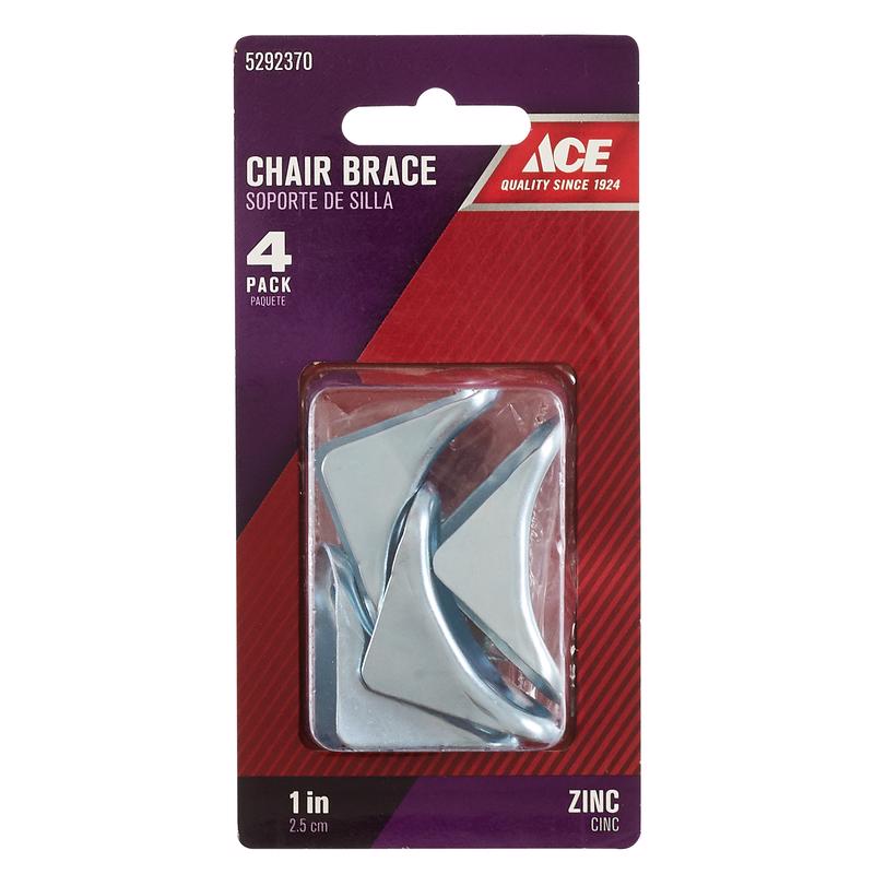 Ace 1 in. H X 2.75 in. W X 1 in. D Zinc Inside Chair Brace, Pack of 5