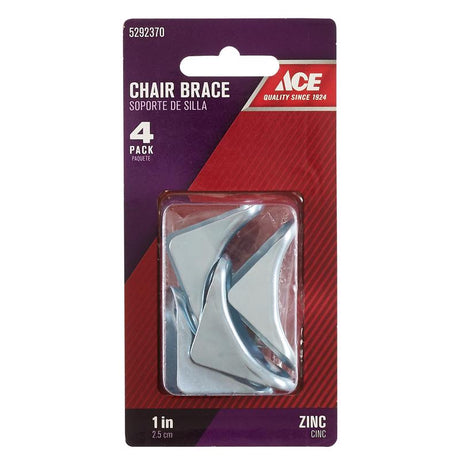 Ace 1 in. H X 2.75 in. W X 1 in. D Zinc Inside Chair Brace, Pack of 5