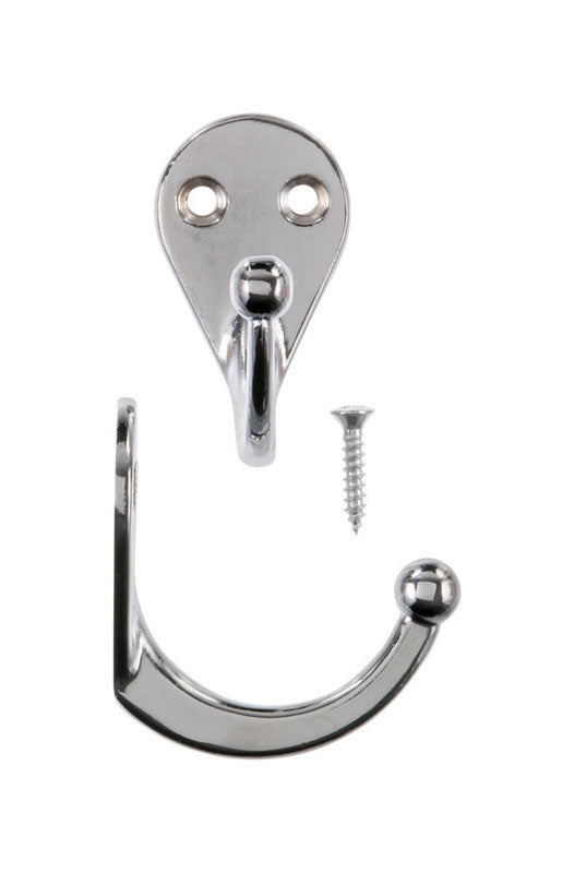 Ace 1-3/4 in. L Chrome Silver Metal Single Garment Hook 2 pk, Pack of 5