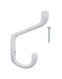 Ace 3 in. L Painted White Metal Medium Heavy Duty Coat and Hat Hook 1 pk, Pack of 5