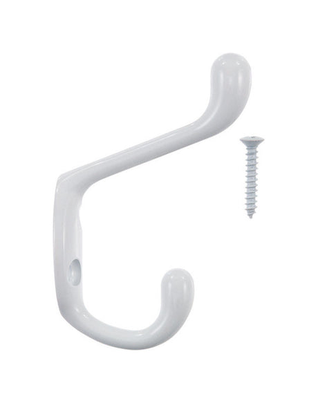 Ace 3 in. L Painted White Metal Medium Heavy Duty Coat and Hat Hook 1 pk, Pack of 5
