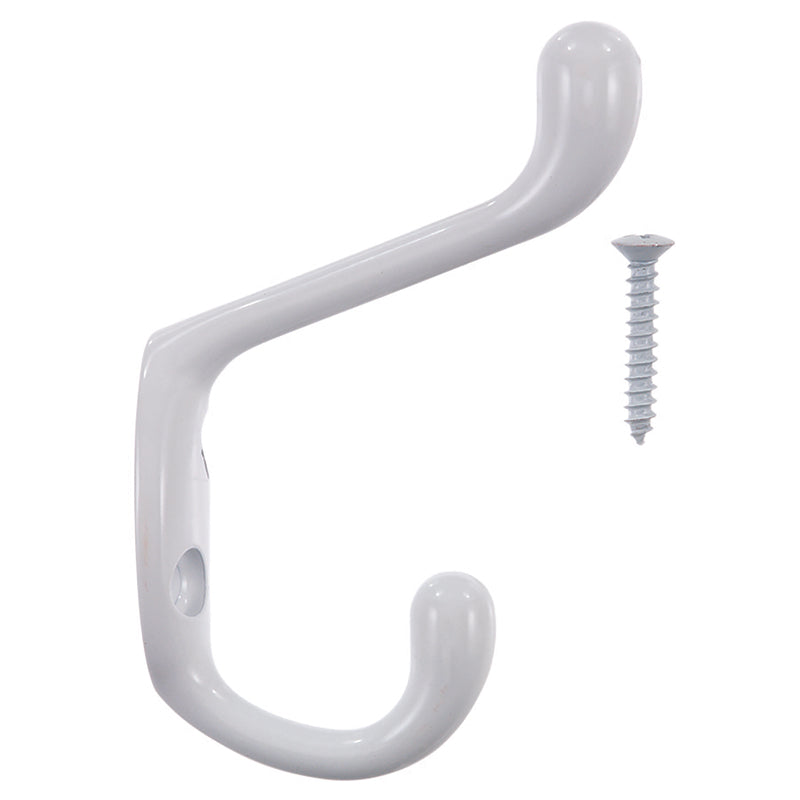 Ace 3 in. L Painted White Metal Medium Heavy Duty Coat and Hat Hook 1 pk, Pack of 5