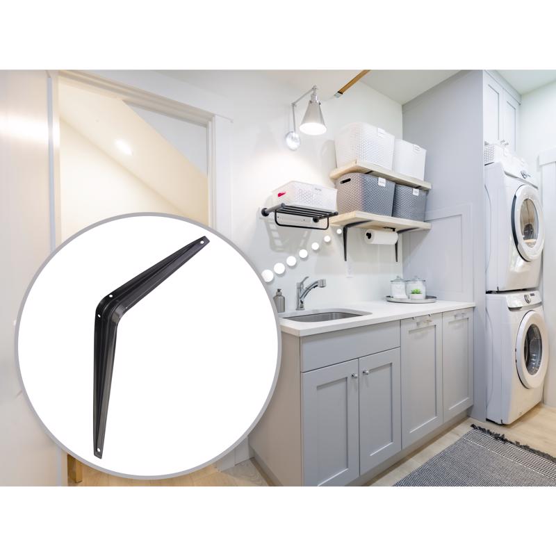 Hampton Black Steel Shelf Support 18 Ga. 8X10 in. L 100 lb, Pack of 10