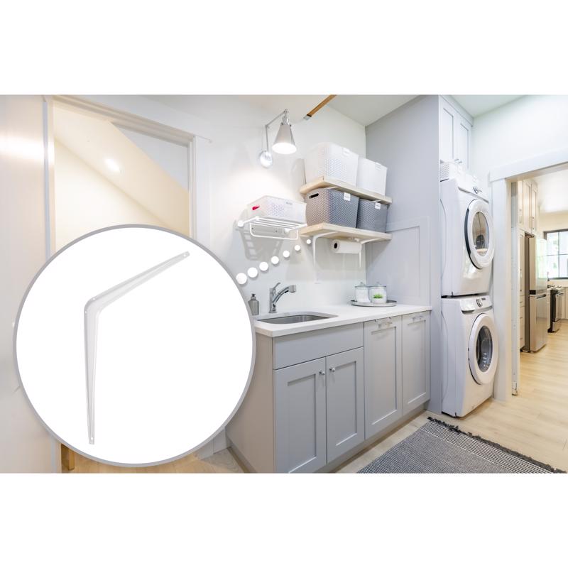 Hampton White Steel Shelf Support 18 Ga. 12 in. L 100 lb, Pack of 10