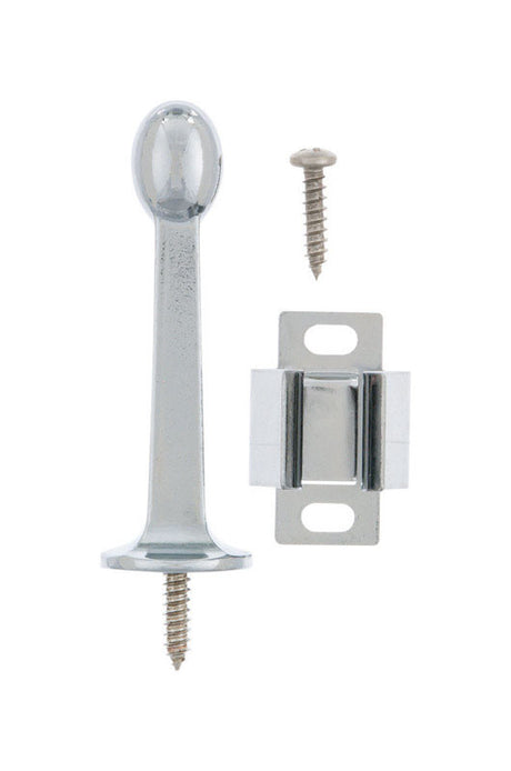 Ace 3 in. W Metal Chrome Silver Rigid Door Stop w/Holder Mounts to door and wall 5.32 in., Pack of 5
