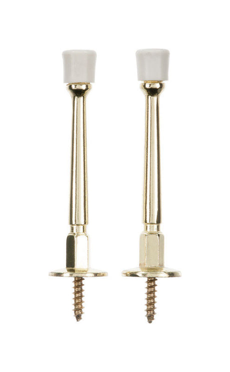 Ace 3 in. W Metal Bright Gold Rigid Door Stop Mounts to door and wall 1/8 in., Pack of 5