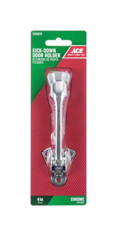 Ace 4 in. W Metal Chrome Silver Kick-Down Door Holder Mounts to door and wall 0 in., Pack of 5