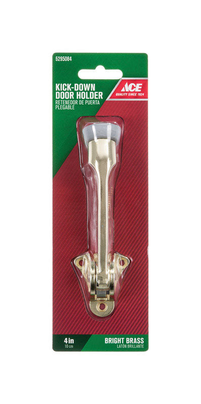 Ace 4 in. W Metal Bright Gold Kick-Down Door Holder Mounts to door and wall 0 in., Pack of 5