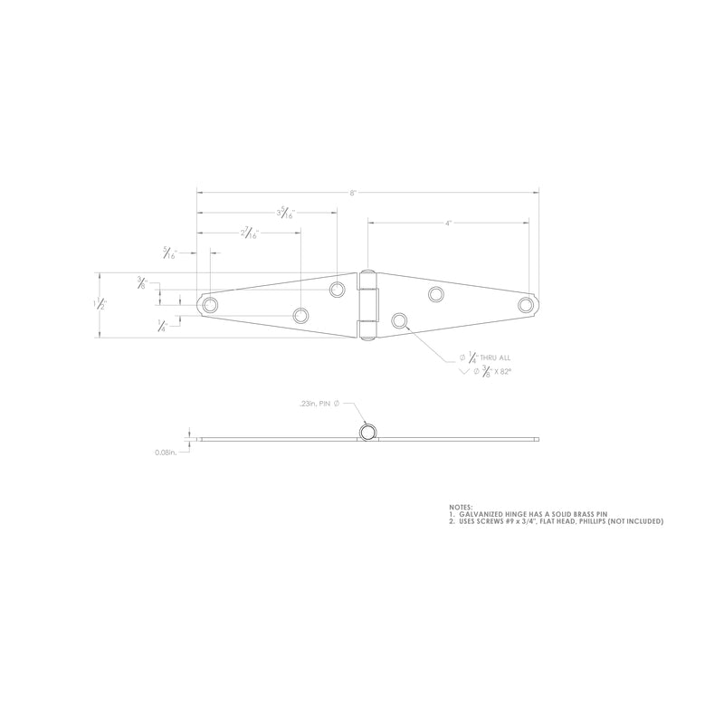 Ace 4 in. L Galvanized Heavy Duty Strap Hinge 1 pk