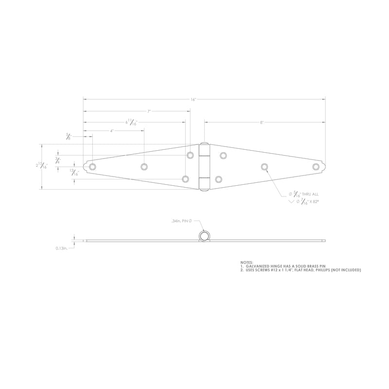 Ace 8 in. L Galvanized Heavy Duty Strap Hinge 1 pk
