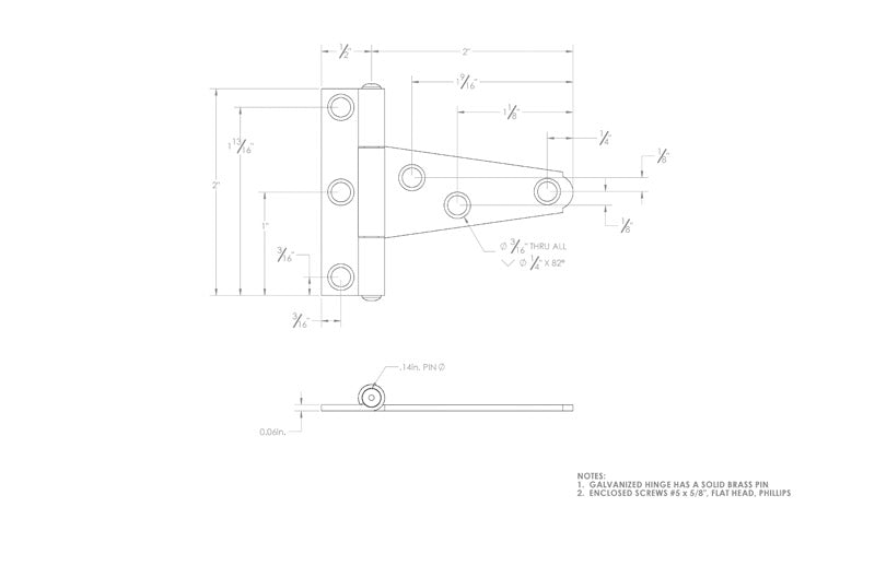 Ace 2 in. L Galvanized Light Duty T Hinge 2 pk