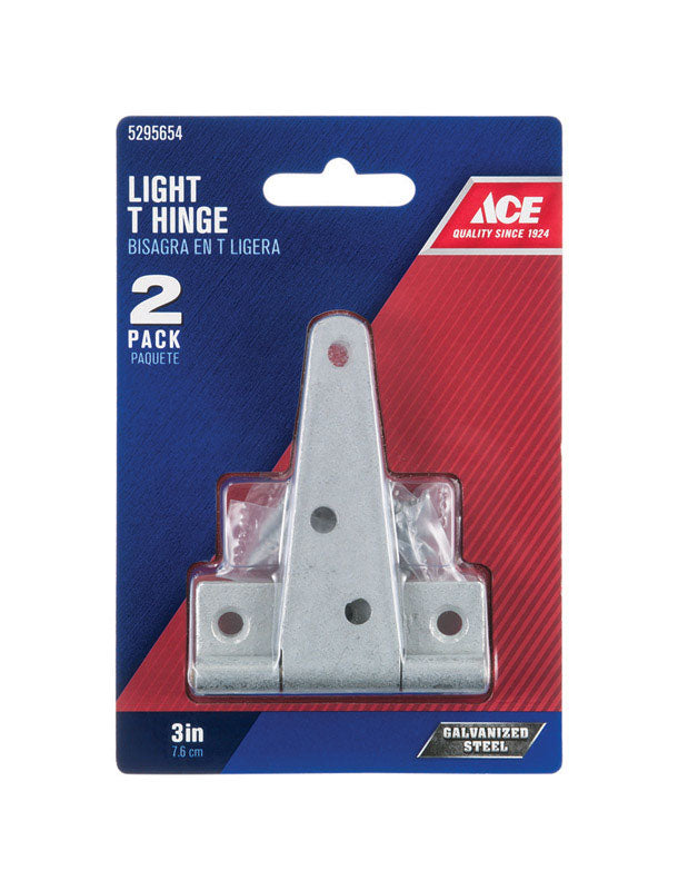 Ace 3 in. L Galvanized Light Duty T Hinge 2 pk
