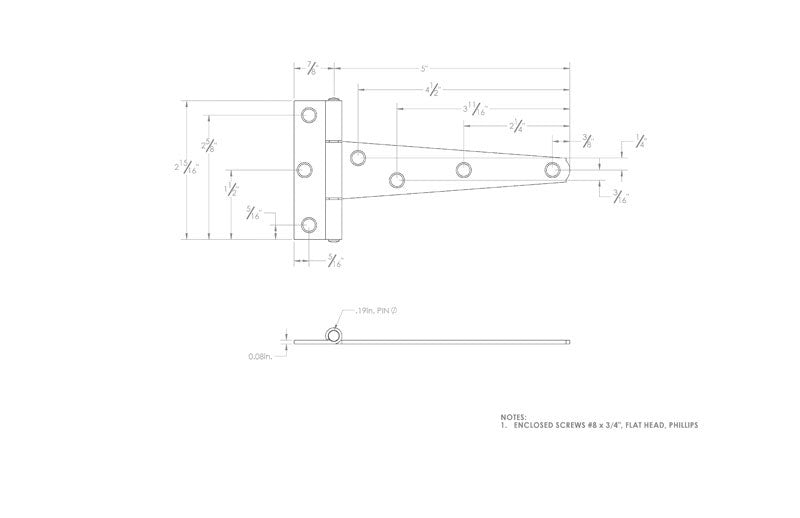 Ace 5 in. L Zinc-Plated Light Duty T Hinge 2 pk, Pack of 5