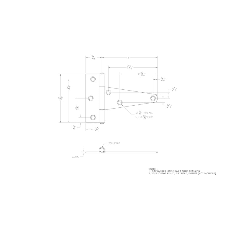 Ace 4 in. L Galvanized Heavy Duty T Hinge 1 pk