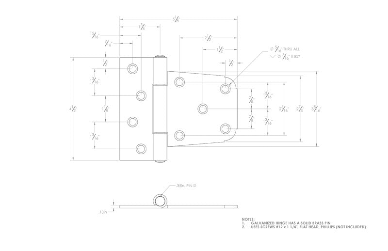 Ace 4.5 in. L Galvanized Steel Gate Hinge 1 pk