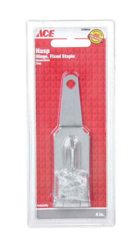 Ace Zinc 4 in. L Fixed Staple Hinge Hasp, Pack of 5