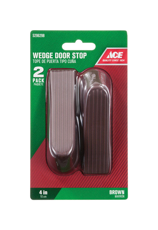 Ace 4 in. W Rubber Brown Wedge Door Stop Mounts to floor 0 in., Pack of 5