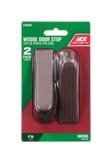 Ace 4 in. W Rubber Brown Wedge Door Stop Mounts to floor 0 in., Pack of 5