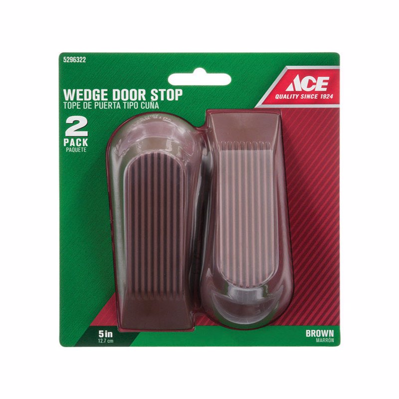 Ace 5 in. L Rubber Brown Wedge Door Stop Mounts to floor 0 in., Pack of 5