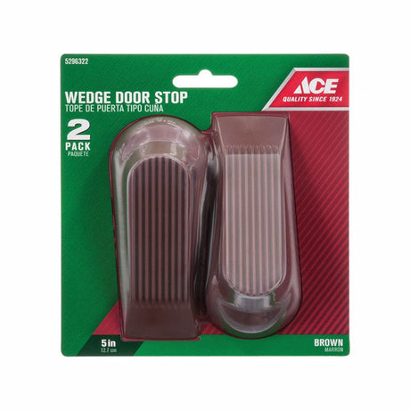 Ace 5 in. L Rubber Brown Wedge Door Stop Mounts to floor 0 in., Pack of 5