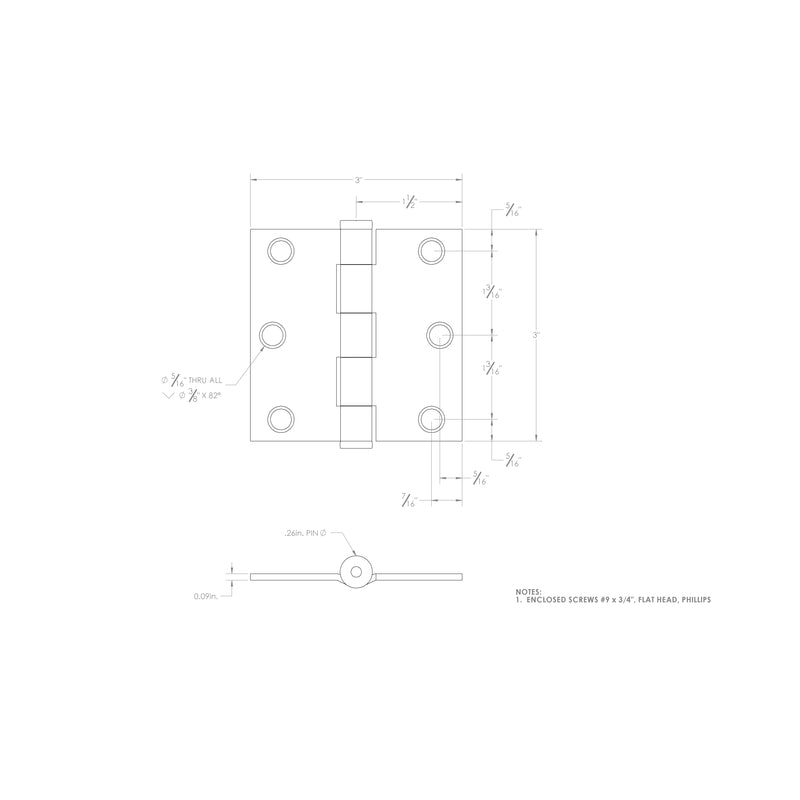 Ace 3 in. L Zinc-Plated Broad Hinge 2 pk