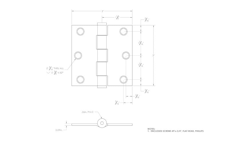 Ace 3 in. L Zinc-Plated Broad Hinge 2 pk