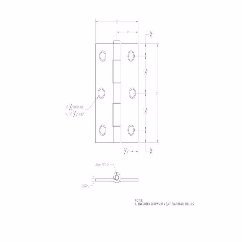 Ace 3 in. L Zinc-Plated Narrow Hinge 2 pk, Pack of 5