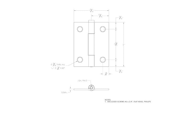 Ace 1.1 in. W X 2 in. L Stainless Steel Silver Stainless Steel Narrow Hinge 2 pk
