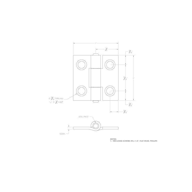 Ace 2.75 in. W X 1 in. L Zinc Plated Silver Zinc Narrow Hinge 2 pk, Pack of 5