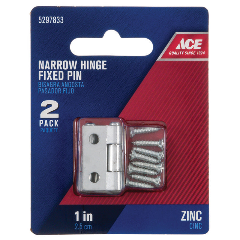 Ace 2.75 in. W X 1 in. L Zinc Plated Silver Zinc Narrow Hinge 2 pk, Pack of 5