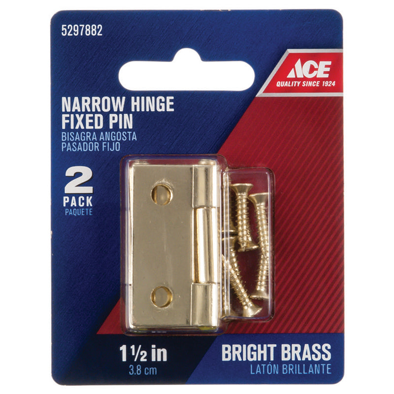 Ace 2.75 in. W X 1-1/2 in. L Bright Brass Brass Narrow Hinge 2 pk, Pack of 5