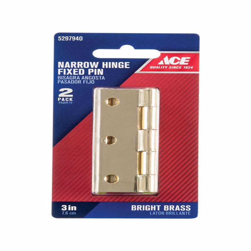 Ace 2 in. W X 3 in. L Bright Brass Brass Narrow Hinge 2 pk, Pack of 5