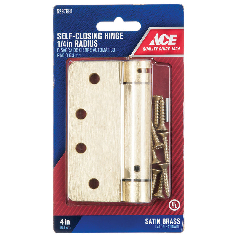 Ace 4 in. L Satin Brass Self Closing Hinge 1 pk