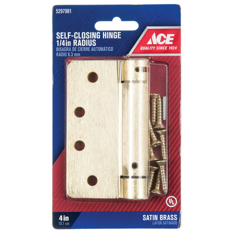Ace 4 in. L Satin Brass Self Closing Hinge 1 pk