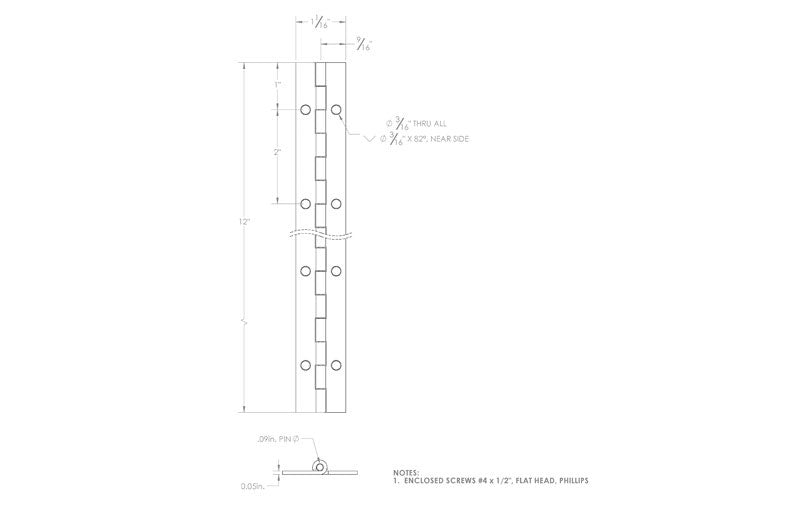 Ace 1 in. W X 12 in. L Nickel Steel Continuous Hinge 1 pk, Pack of 3