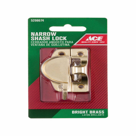 Ace Bright Brass Brass Narrow Sash Lock 1 pk, Pack of 5
