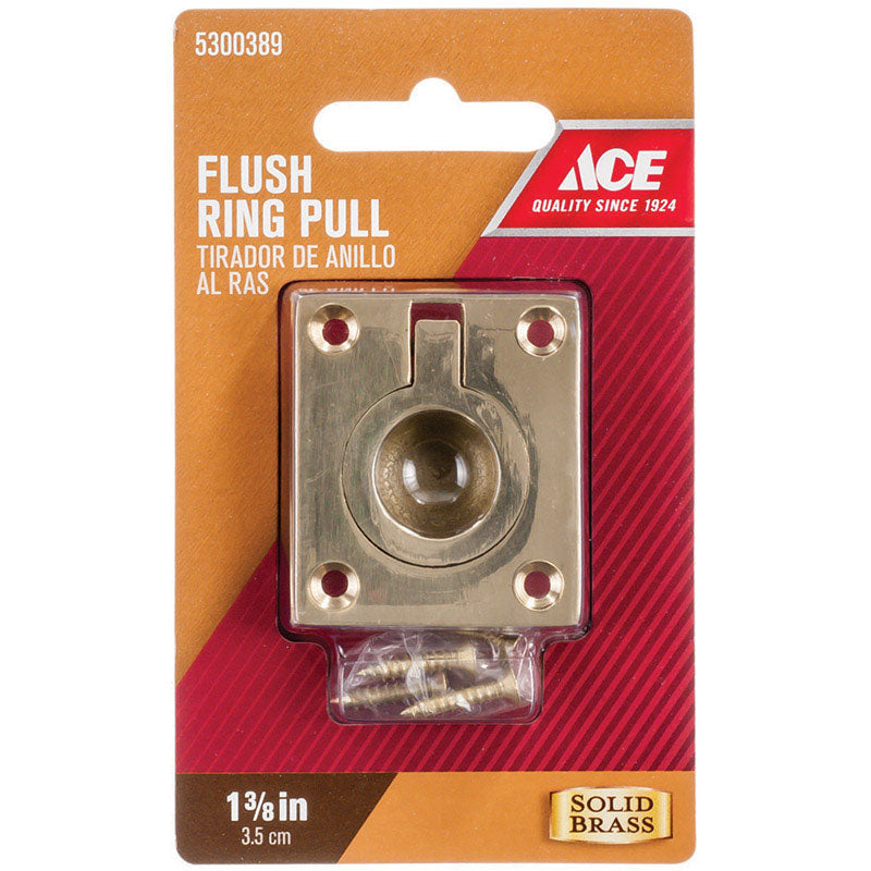 Ace Polished Brass Brass Cabinet Flush Pull 1-3/8 in. 1 pk
