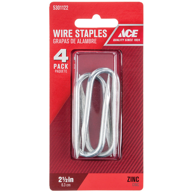 Ace 1/2 in. W X 2-1/2 in. L Round Crown Wire Staples 4 pk, Pack of 5