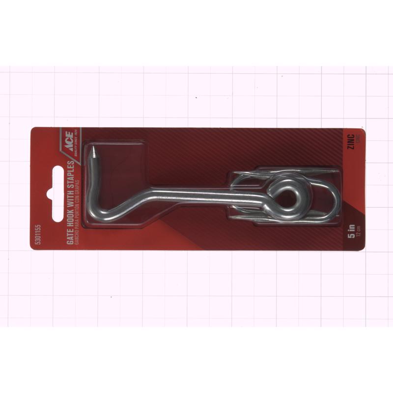Ace 0.44 in. L Zinc Wire Staple Gate Hook 1 pk, Pack of 5
